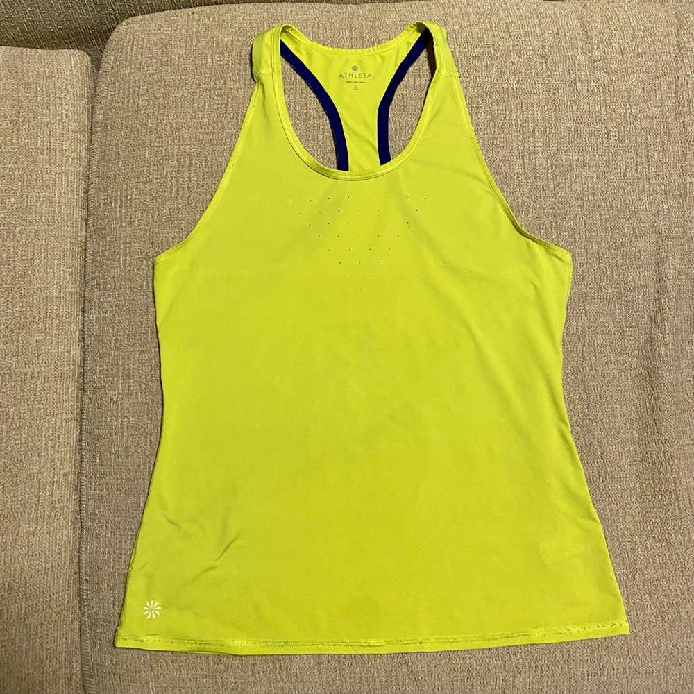 Women’s Athleta neon yellow razorback tank top